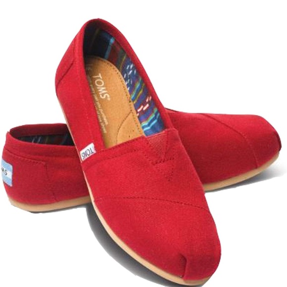 Toms Shoes - TOMS Alpargata in Red Heritage Canvas Slip On Shoes
